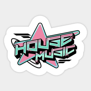 HOUSE MUSIC  - Y2K Star (white/pink/blue) Sticker